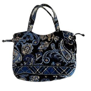 Vera‎ Bradley Small Handbag Windsor Navy Blue Floral and Plaid